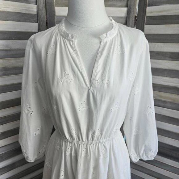 Women's Bishop 3/4 Sleeve Eyelet A-Line Dress | Knox Rose | Small - Picture 5 of 10